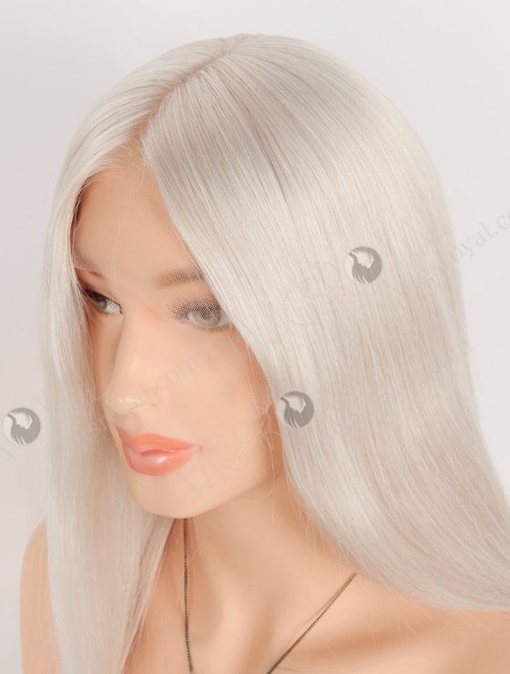 In Stock European Virgin Hair 16" Straight Platinum Gray Color Lace Front Silk Top Glueless Wig GLL-08083-29654