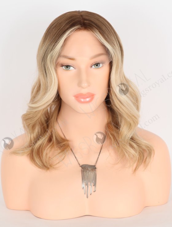 In Stock European Virgin Hair 12" Beach Wave T4/60/24/8# Color Lace Front Silk Top Glueless Wig GLL-08085-29674