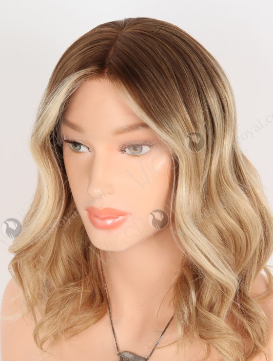 In Stock European Virgin Hair 12" Beach Wave T4/60/24/8# Color Lace Front Silk Top Glueless Wig GLL-08085-29679