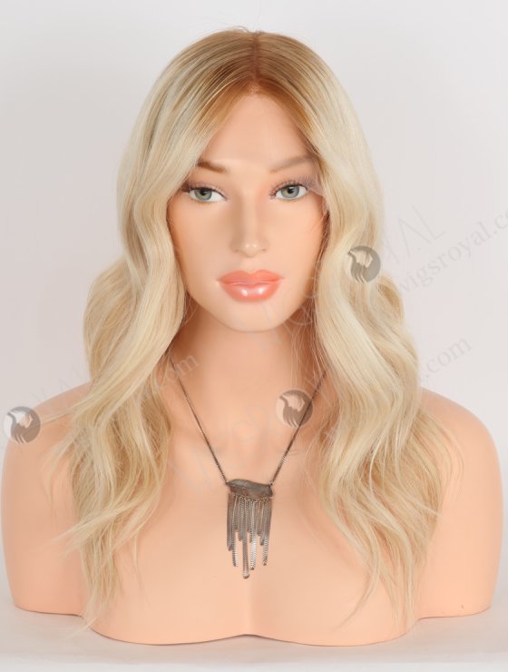 In Stock European Virgin Hair 14" Slight Wave T8/60/25/8# Color Lace Front Silk Top Glueless Wig GLL-08087