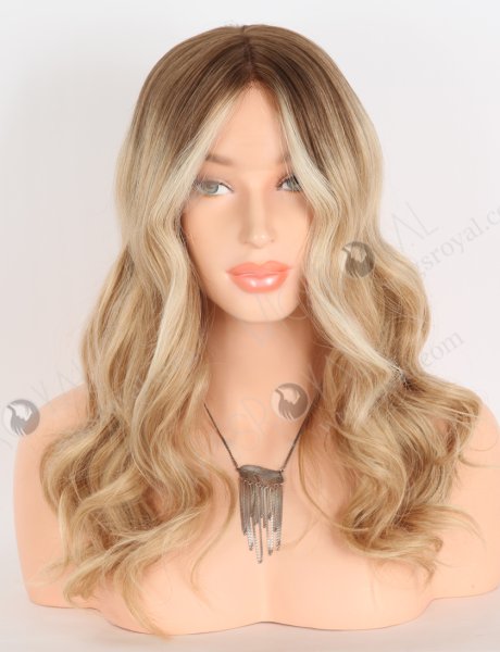 In Stock European Virgin Hair 16" Beach Wave T4/60/24/8# Color Lace Front Silk Top Glueless Wig GLL-08086