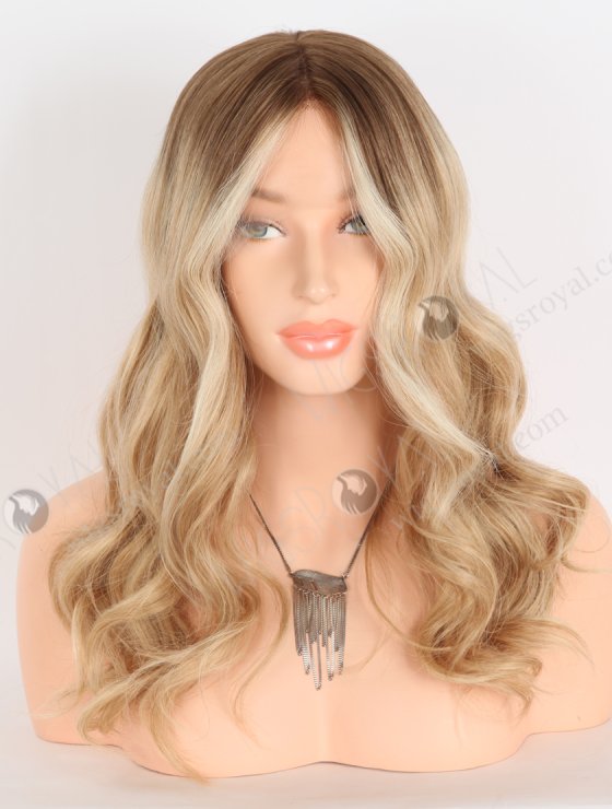 In Stock European Virgin Hair 16" Beach Wave T4/60/24/8# Color Lace Front Silk Top Glueless Wig GLL-08086