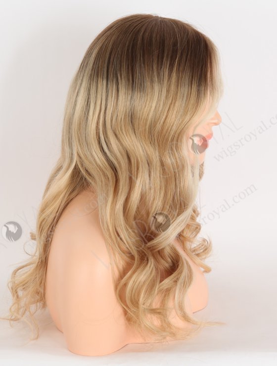 In Stock European Virgin Hair 16" Beach Wave T4/60/24/8# Color Lace Front Silk Top Glueless Wig GLL-08086-29711