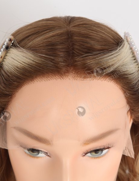 In Stock European Virgin Hair 16" Beach Wave T4/60/24/8# Color Lace Front Silk Top Glueless Wig GLL-08086