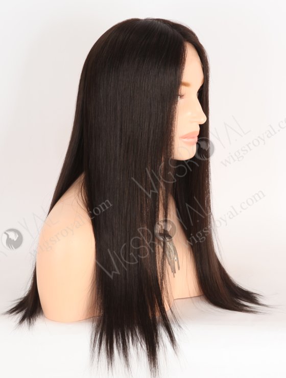 Natural Looking Small Cap HD Melting Lace Front Wig | High Quality 100 Human Hair 18 Inch Darkest Brown Wig RLF-08054-29729