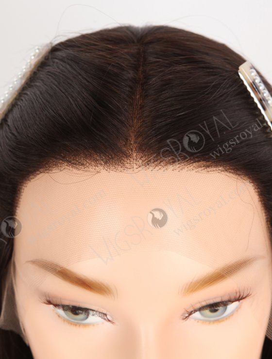 Natural Looking Small Cap HD Melting Lace Front Wig | High Quality 100 Human Hair 18 Inch Darkest Brown Wig RLF-08054-29749