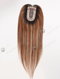 High Quality Remy Hair Toppers for Thinning Hair Stunning Brown Blonde Highlights with Natural Dark Roots Topper-118