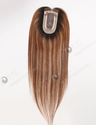High Quality Remy Hair Toppers for Thinning Hair Stunning Brown Blonde Highlights with Natural Dark Roots Topper-118