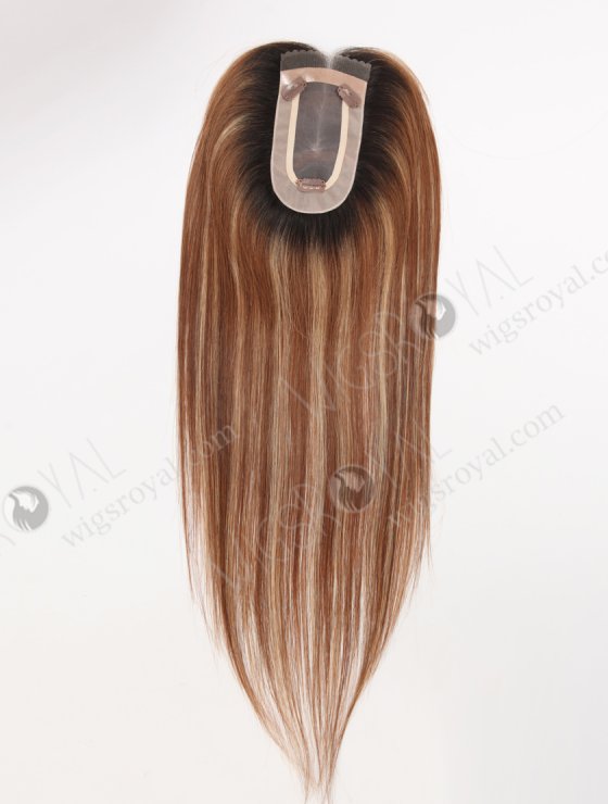 High Quality Remy Hair Toppers for Thinning Hair Stunning Brown Blonde Highlights with Natural Dark Roots Topper-118