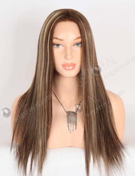 Most Realistic Transparent HD Lace Top Wigs for Thinning Hair 18 Inch Soft European Hair Brown with Blonde Highlights RLF-08084