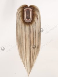 Light Volume Rooted Blonde with Brown Lowlights Small Base Mono Hair Topper-083