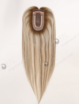 Light Volume Rooted Blonde with Brown Lowlights Small Base Mono Hair Topper-083