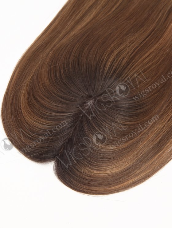 In Stock 2.75"*5.25" European Virgin Hair 16" Straight T2/10# with T2/8# Highlights Color Monofilament Hair Topper-122-29795