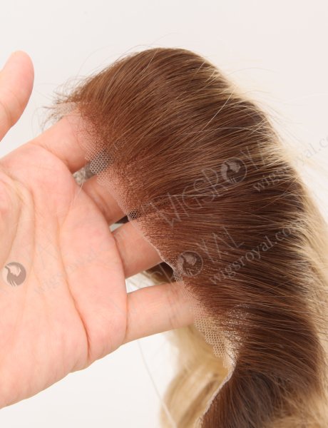 Blonde Highlight Balayage Color Forehead Hairline Topper PU Skin Fringe for Thinning Receding Hairline WR-TC-112