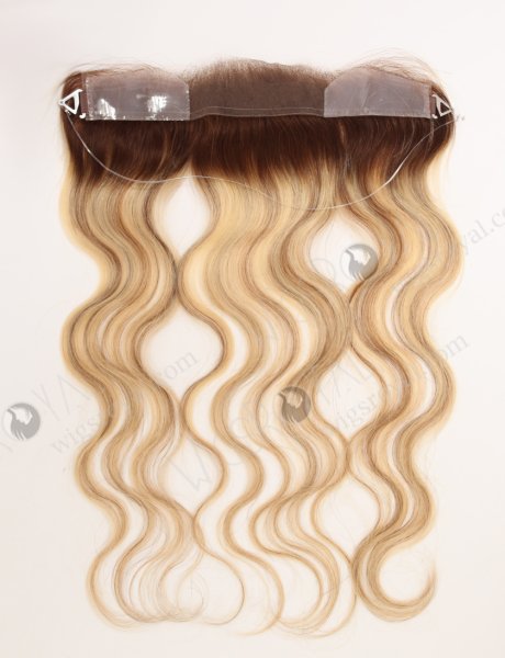 Blonde Highlight Balayage Color Forehead Hairline Topper PU Skin Fringe for Thinning Receding Hairline WR-TC-112