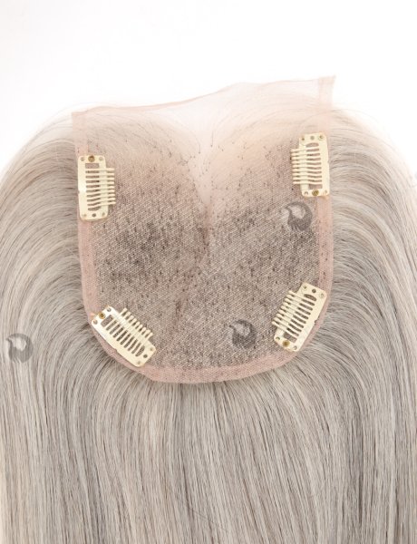Grey Color Human Hair Toppers Cuticle Intact Virgin Hair Clip in Toppers WR-TC-114