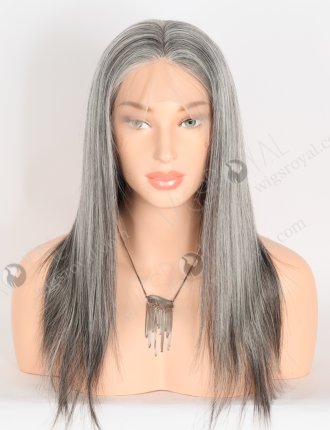 Wholesale Top Grade Human Hair Straight Grey Color Full Lace Wigs With Silk Top for Women WR-ST-061