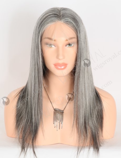 Wholesale Top Grade Human Hair Straight Grey Color Full Lace Wigs With Silk Top for Women WR-ST-061