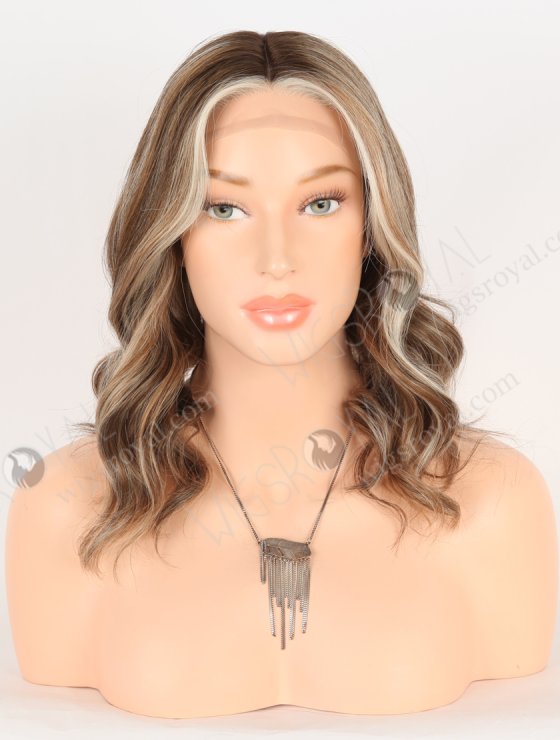 In Stock European Virgin Hair 12" All One Length Slight Wave 10/2/60#, Roots 3# Color Silk Top Gripper Wig GRP-08108