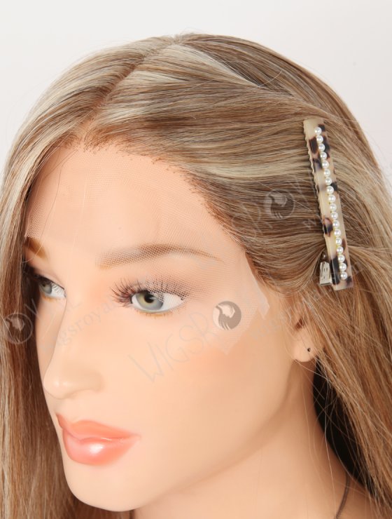 In Stock European Virgin Hair 16" Straight #4/10/60 Color Lace Front Silk Top Glueless Wig GLL-08084-30450