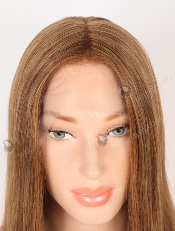 In Stock European Virgin Hair 16" Straight 6#/8# Evenly Blended Color Lace Front Silk Top Glueless Wig GLL-08090-30525