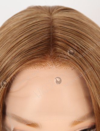 In Stock European Virgin Hair 16" Straight 6#/8# Evenly Blended Color Lace Front Silk Top Glueless Wig GLL-08090
