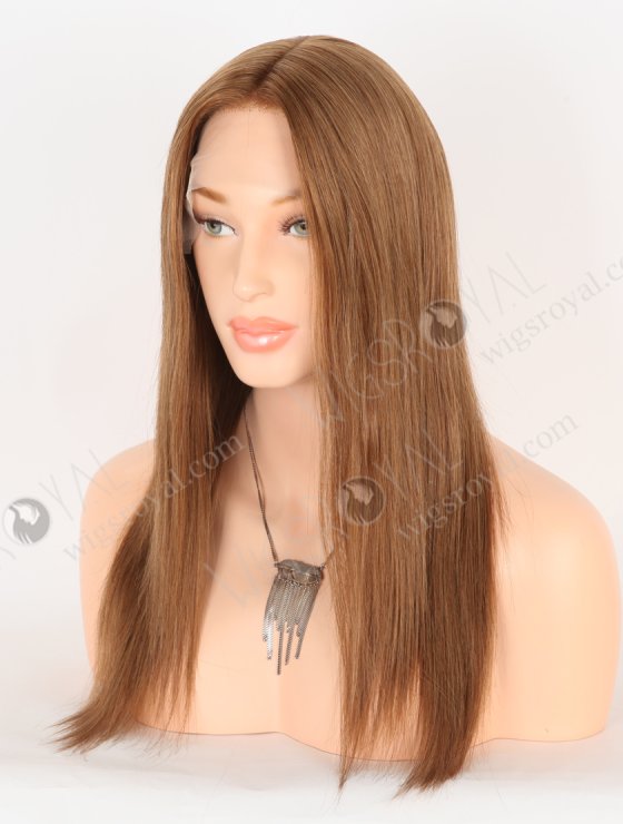 In Stock European Virgin Hair 16" Straight 6#/8# Evenly Blended Color Lace Front Silk Top Glueless Wig GLL-08090-30526