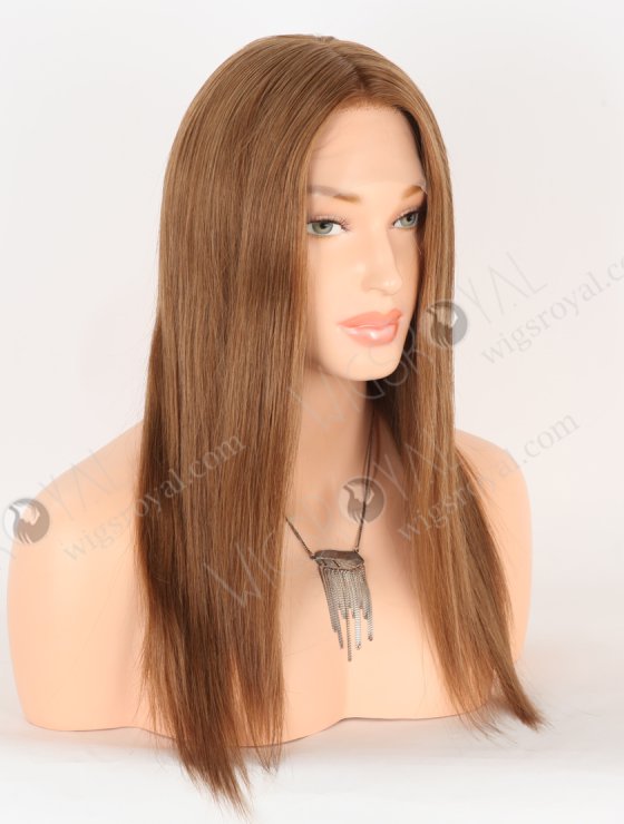 In Stock European Virgin Hair 16" Straight 6#/8# Evenly Blended Color Lace Front Silk Top Glueless Wig GLL-08090-30528