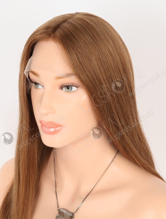 In Stock European Virgin Hair 16" Straight 6#/8# Evenly Blended Color Lace Front Silk Top Glueless Wig GLL-08090-30529