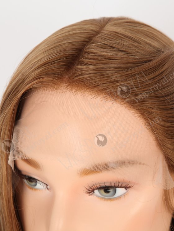 In Stock European Virgin Hair 16" Straight 6#/8# Evenly Blended Color Lace Front Silk Top Glueless Wig GLL-08090-30534