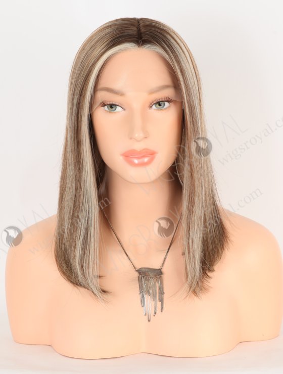 Perfect Hairline Shoulder Length Wigs | Brown Blonde Highlights Silk Top Human Hair Wigs GLL-08096