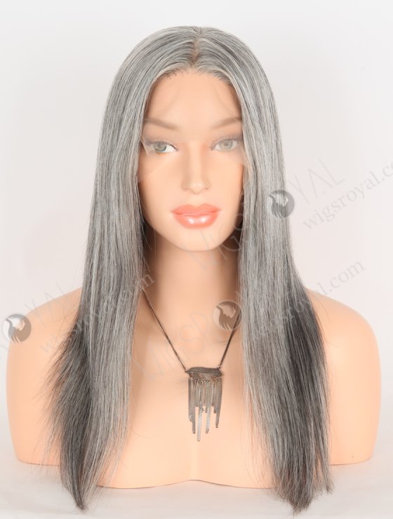 In Stock European Virgin Hair 16" Straight Grey Color Lace Front Silk Top Glueless Wig GLL-08094-30496