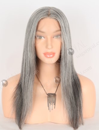 In Stock European Virgin Hair 16" Straight Grey Color Lace Front Silk Top Glueless Wig GLL-08094