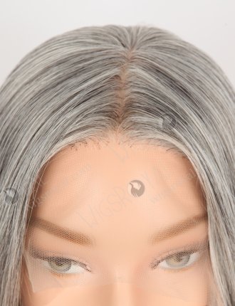 In Stock European Virgin Hair 16" Straight Grey Color Lace Front Silk Top Glueless Wig GLL-08094