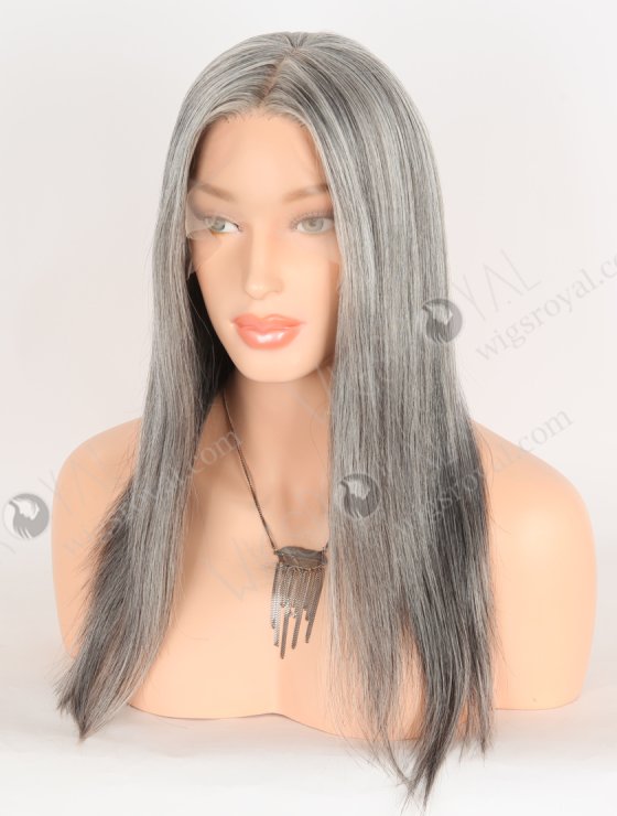 In Stock European Virgin Hair 16" Straight Grey Color Lace Front Silk Top Glueless Wig GLL-08094-30498