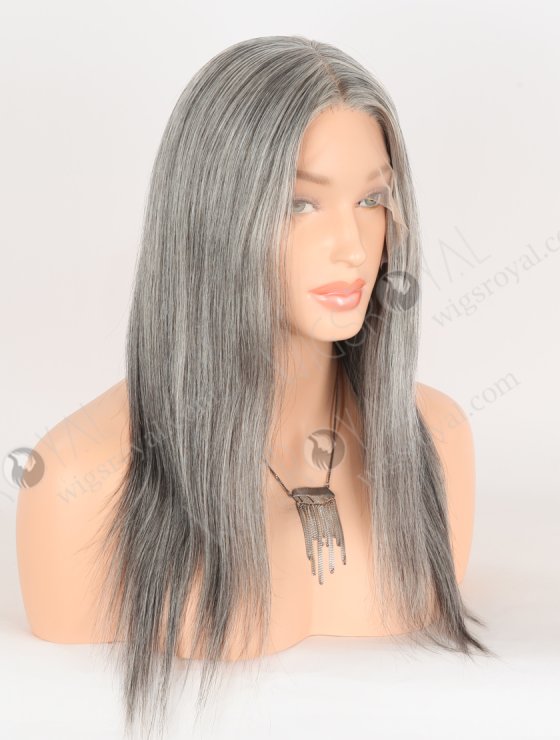 In Stock European Virgin Hair 16" Straight Grey Color Lace Front Silk Top Glueless Wig GLL-08094-30499