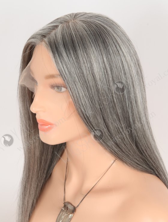 In Stock European Virgin Hair 16" Straight Grey Color Lace Front Silk Top Glueless Wig GLL-08094-30501