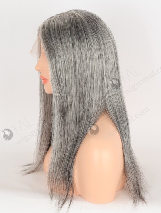 In Stock European Virgin Hair 16" Straight Grey Color Lace Front Silk Top Glueless Wig GLL-08094-30503
