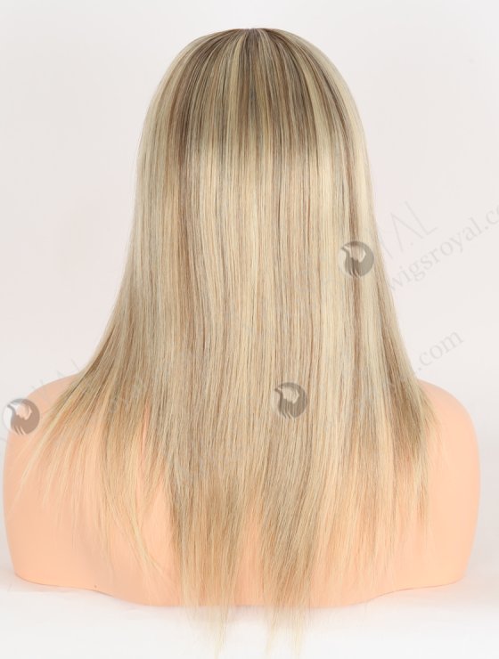 In Stock European Virgin Hair 14" Straight T9/613# With 9# Highlights Color Lace Front Silk Top Glueless Wig GLL-08091-30492