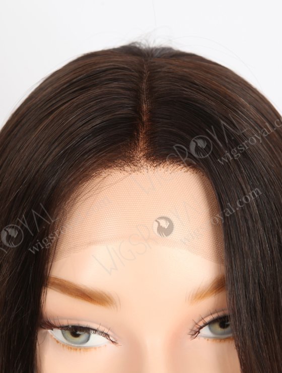 Small Cap Lace Front Wigs for Ladies with Thinning Hair Best Quality 16 Inch Straight Natural Brown Virgin Hair RLF-08047-30565