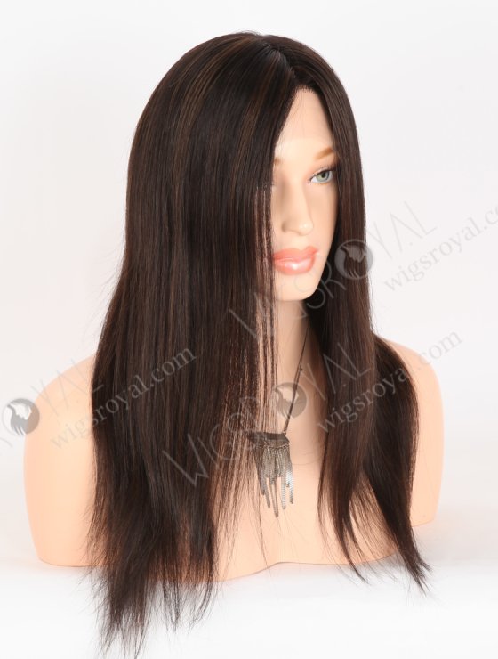In Stock European Virgin Hair 16" Straight 2# With 4# Highlights Color Lace Front Silk Top Glueless Wig GLL-08097-30614