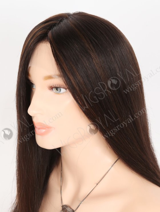 In Stock European Virgin Hair 16" Straight 2# With 4# Highlights Color Lace Front Silk Top Glueless Wig GLL-08097-30616