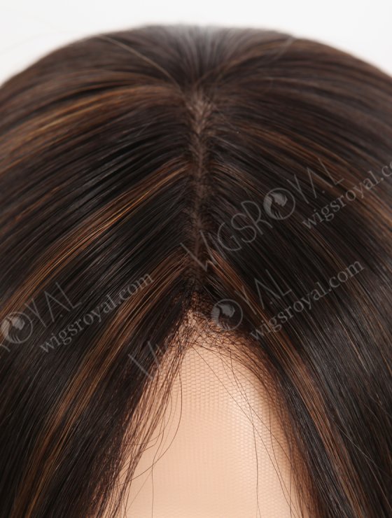 In Stock European Virgin Hair 16" Straight 2# With 4# Highlights Color Lace Front Silk Top Glueless Wig GLL-08097-30618