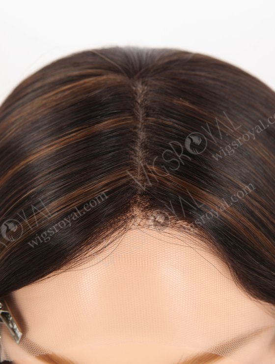 In Stock European Virgin Hair 16" Straight 2# With 4# Highlights Color Lace Front Silk Top Glueless Wig GLL-08097-30617
