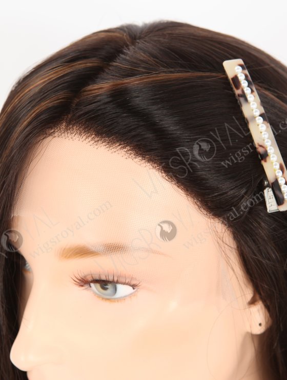 In Stock European Virgin Hair 16" Straight 2# With 4# Highlights Color Lace Front Silk Top Glueless Wig GLL-08097-30620