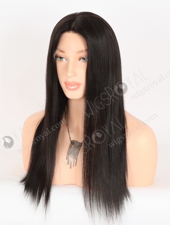 In Stock European Virgin Hair 18" Straight 1B# Color Lace Front Silk Top Glueless Wig GLL-08095-30601