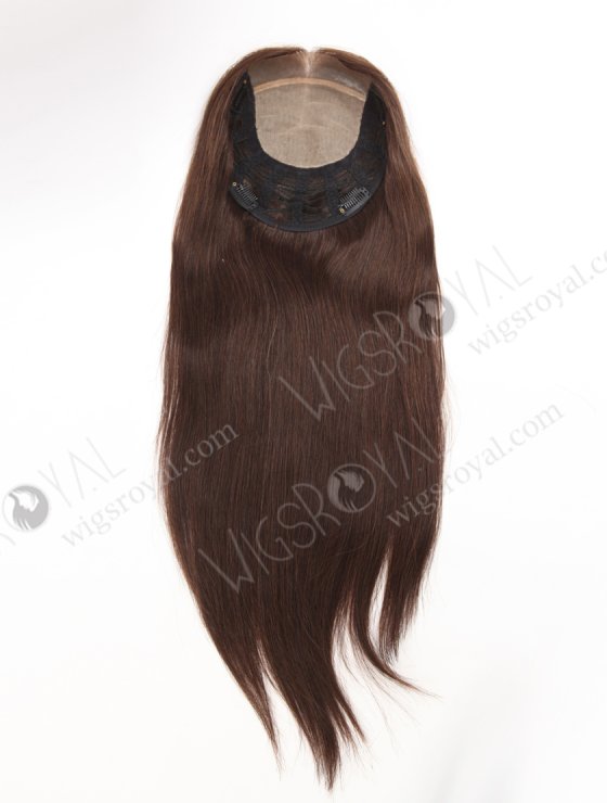 Hidden Crown Silk Base Real Human Hair Toppers for Thinning Hair | In Stock European Virgin Hair 18" Straight 2a# Color 7"×8" Silk Top Open Weft Human Hair Topper-004-30671