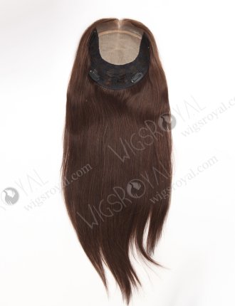 Hidden Crown Silk Base Real Human Hair Toppers for Thinning Hair | In Stock European Virgin Hair 18" Straight 2a# Color 7"×8" Silk Top Open Weft Human Hair Topper-004