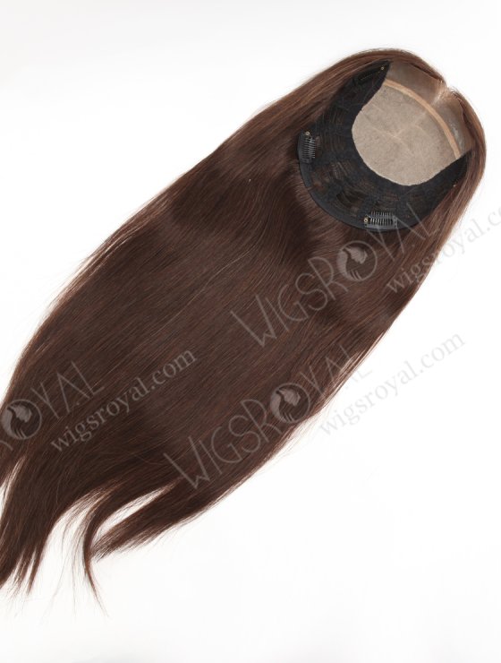 Hidden Crown Silk Base Real Human Hair Toppers for Thinning Hair | In Stock European Virgin Hair 18" Straight 2a# Color 7"×8" Silk Top Open Weft Human Hair Topper-004-30672
