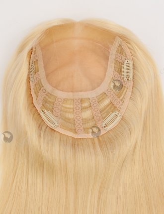 Best Blonde Real Human Hair Toppers for Women | In Stock European Virgin Hair 16" Straight 613# Color 7"×8" Silk Top Open Weft Human Hair Topper-002